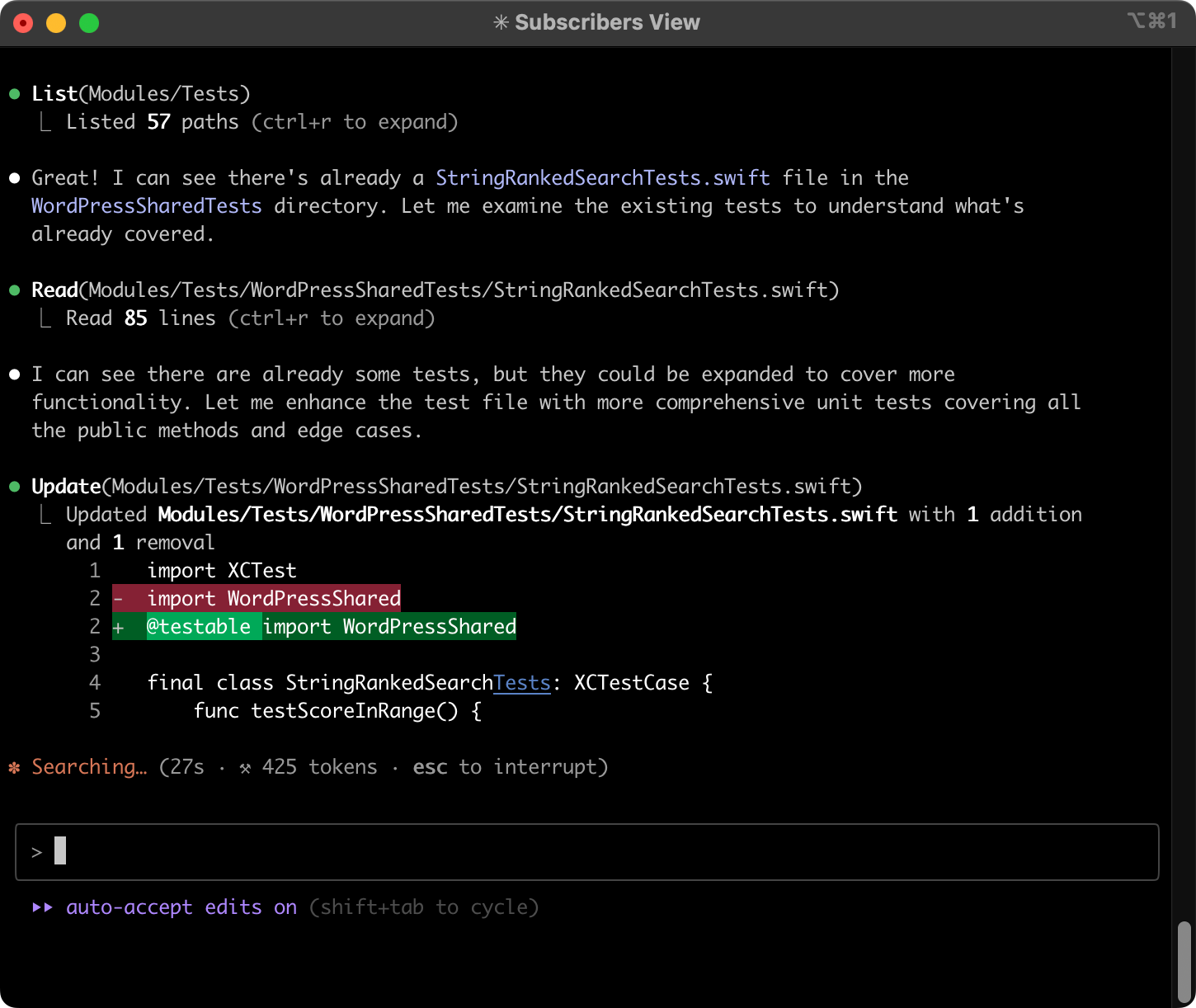 Claude Code в терминале — AI-агент работает с кодом проекта