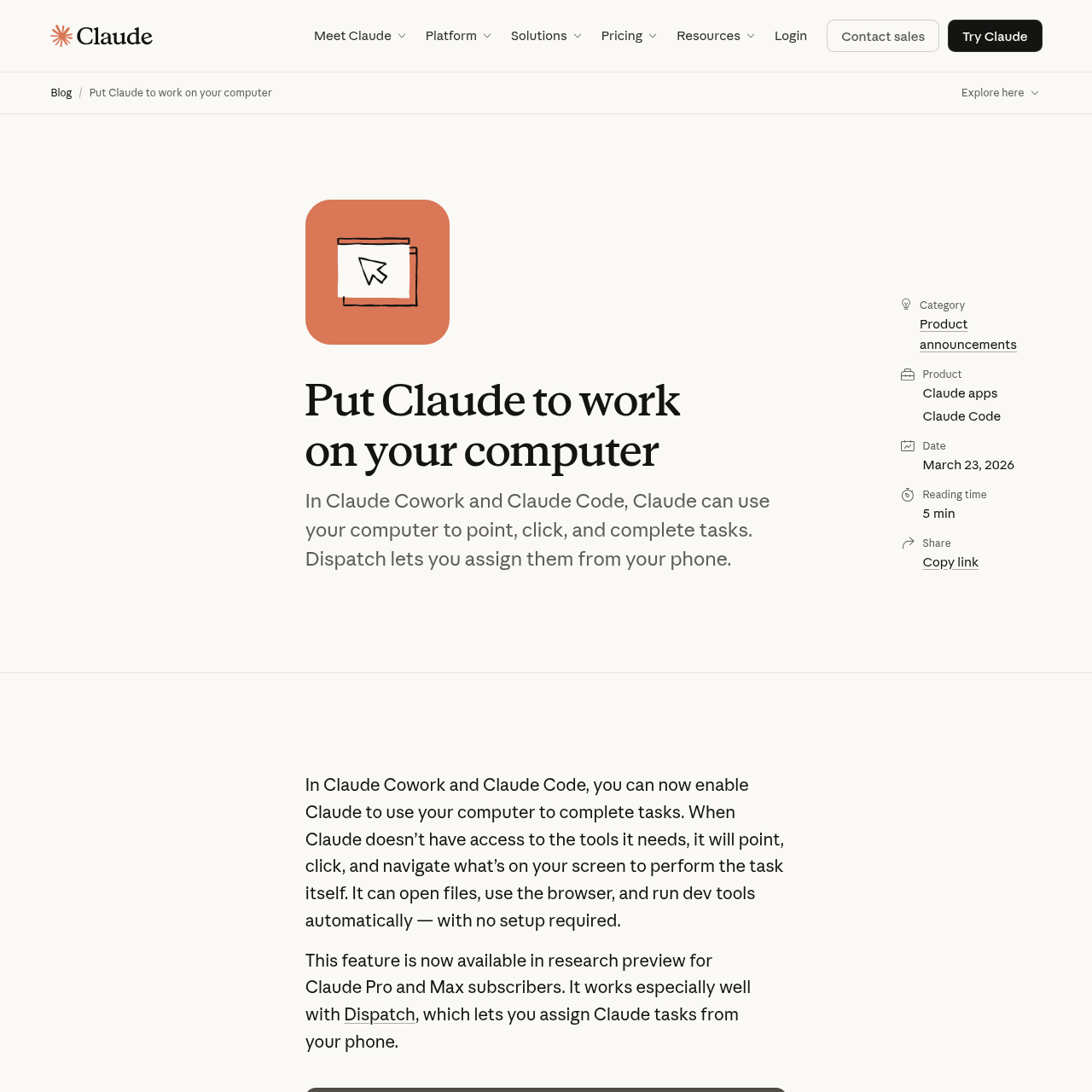 Официальный анонс Claude computer use на сайте Anthropic