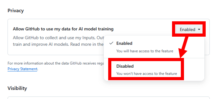 Скриншот анонса обновления политики данных GitHub Copilot