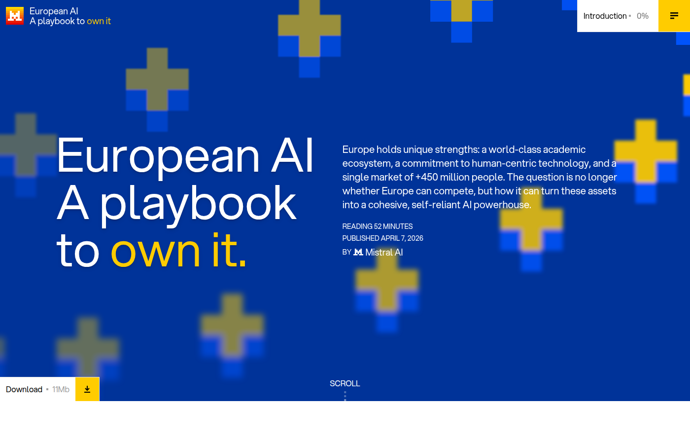 Главная страница Mistral European AI playbook о европейском AI-суверенитете