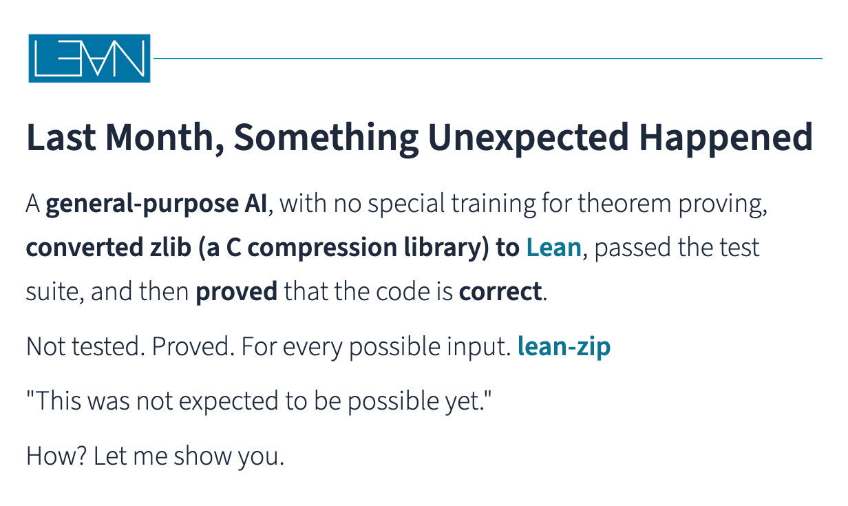 Слайд Lean FRO о переносе zlib на Lean и доказательстве корректности