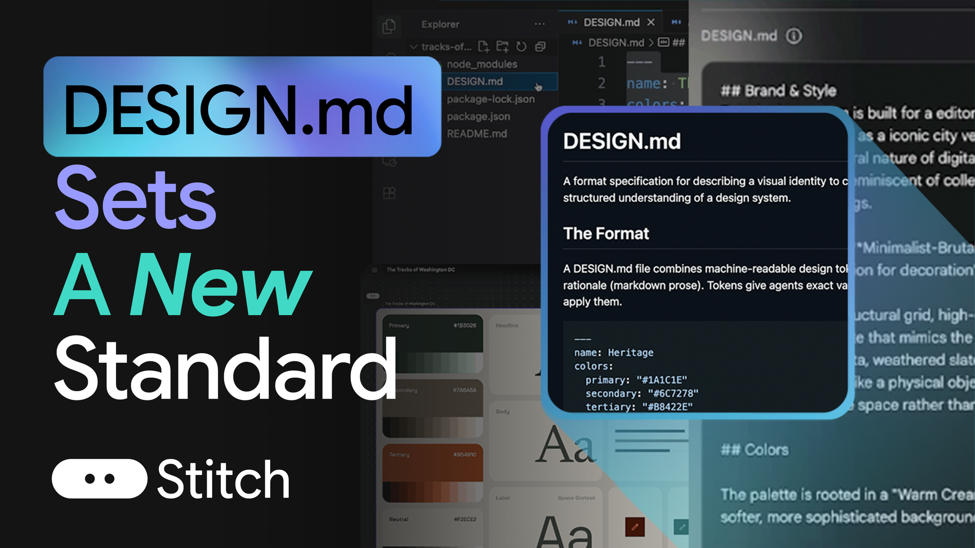 Официальное изображение Google Stitch с форматом DESIGN.md
