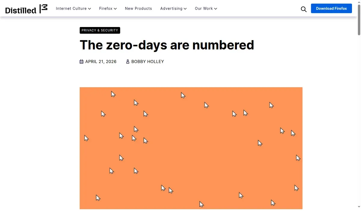 Страница Mozilla Blog The zero-days are numbered о 271 уязвимости Firefox 150