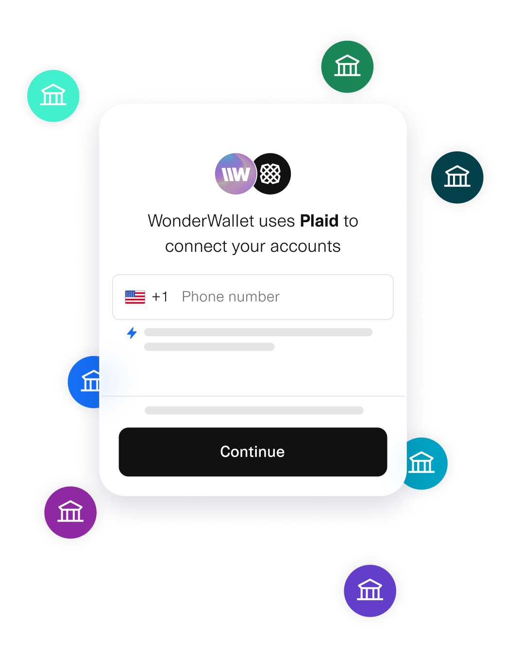Официальный экран Plaid Link для подключения финансового аккаунта к приложению