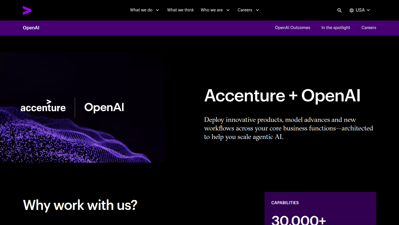 Скриншот официальной страницы Accenture + OpenAI с описанием enterprise-внедрений agentic AI