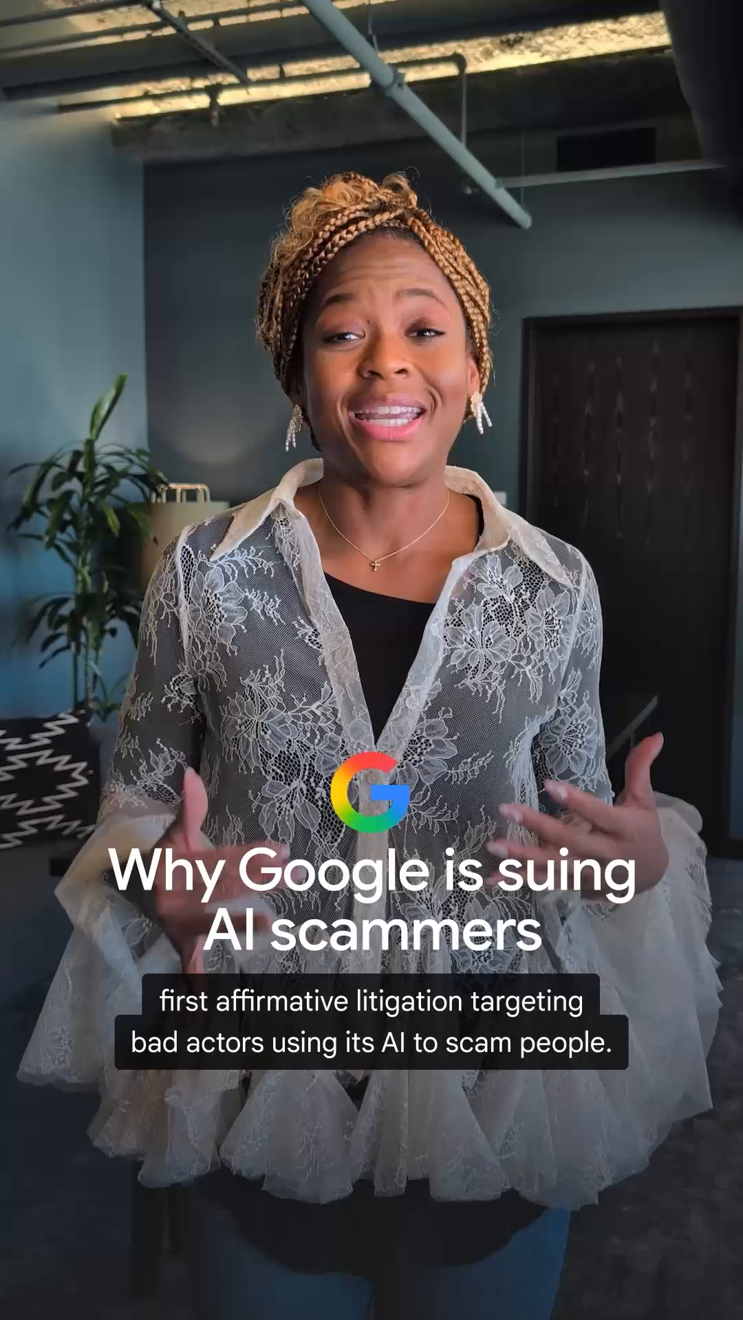 Кадр из официального видео Google о судебном иске против AI-мошенников