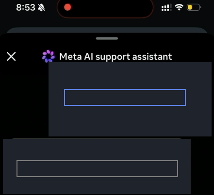 Замаскированный скриншот диалога с Meta AI support assistant из материала Krebs on Security