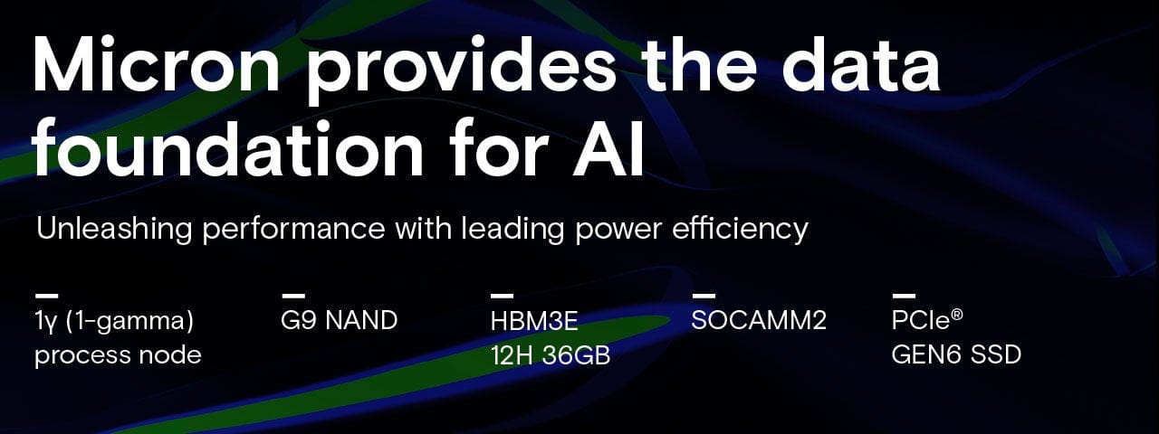 Карточка Micron с технологиями 1-gamma, G9 NAND, HBM3E 12H 36GB, SOCAMM2 и PCIe Gen6 SSD