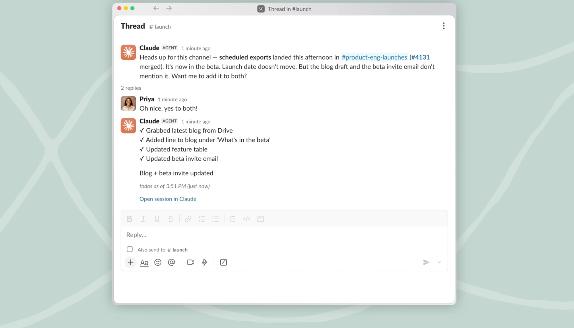 Визуал TechCrunch и Anthropic с примером Claude Tag в Slack-канале