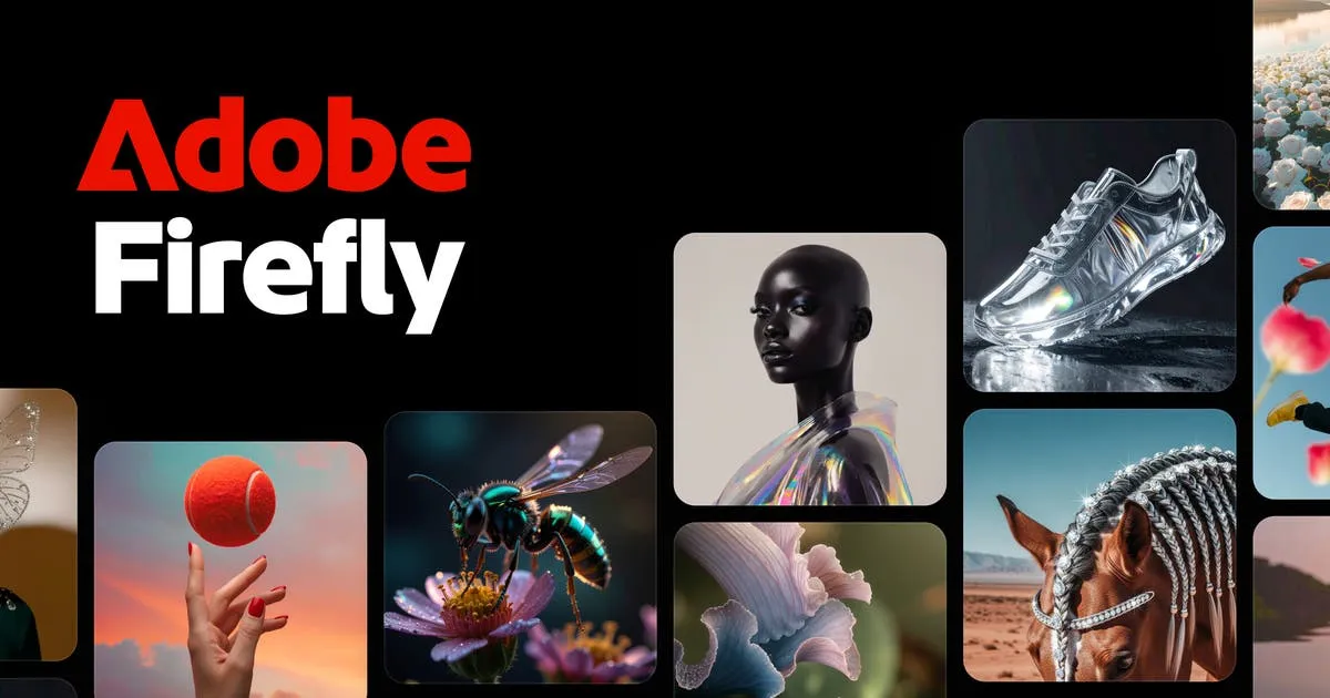 ИИ для дизайна: интерфейс Adobe Firefly с примерами сгенерированных изображений