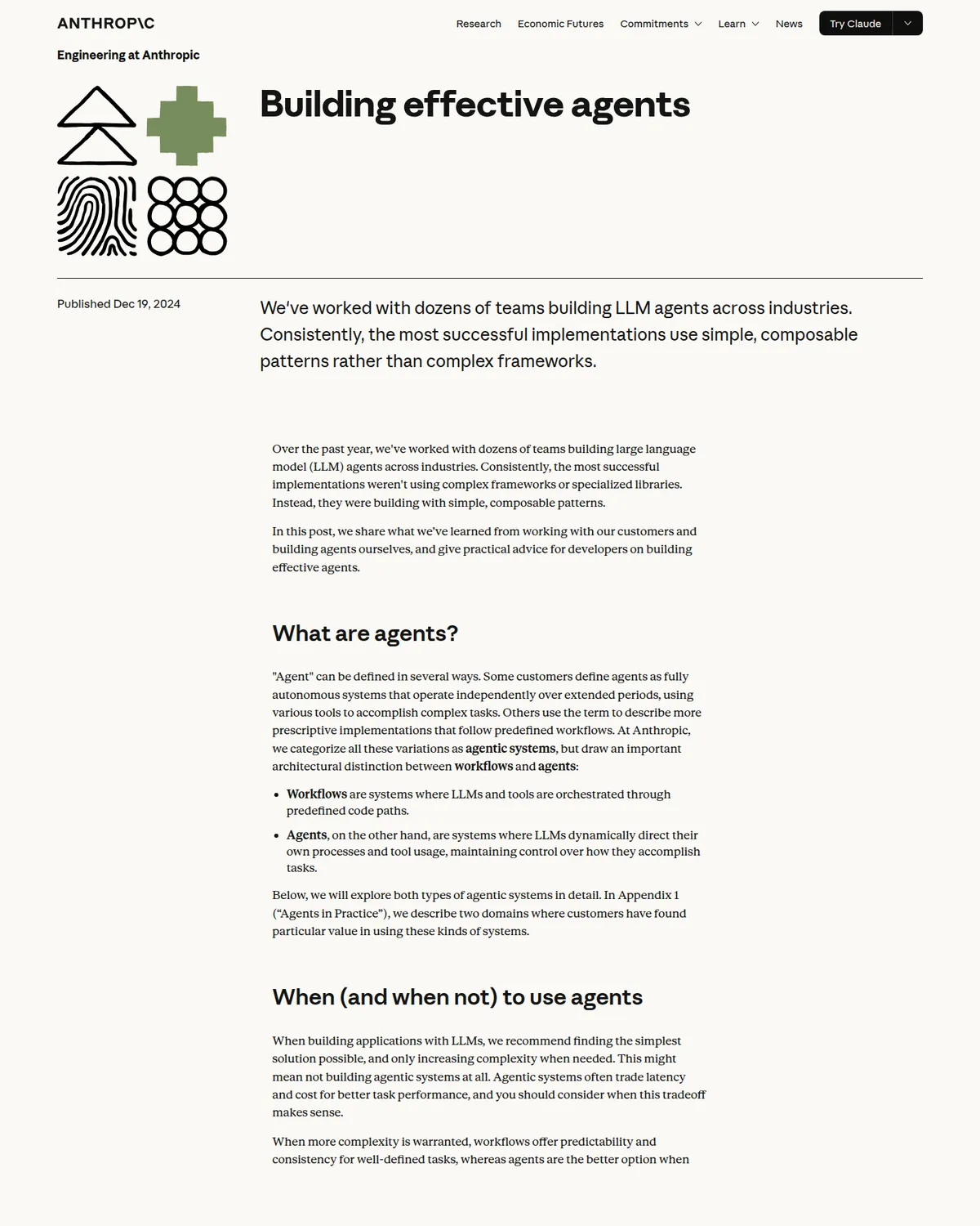ИИ-агенты: заголовок Anthropic Building Effective Agents на официальном сайте
