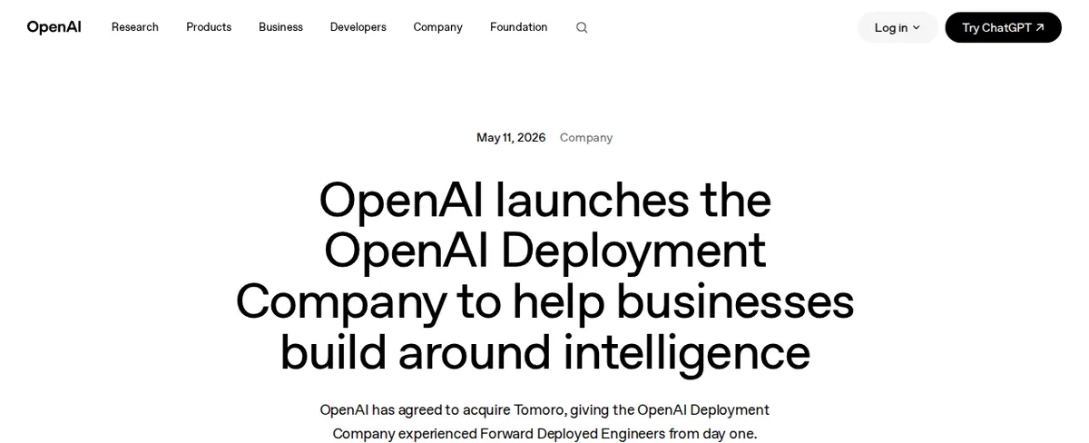 Официальный анонс OpenAI Deployment Company на сайте OpenAI от 11 мая 2026 года