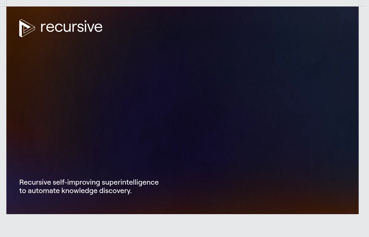 Официальный сайт Recursive Superintelligence с тезисом о self-improving AI