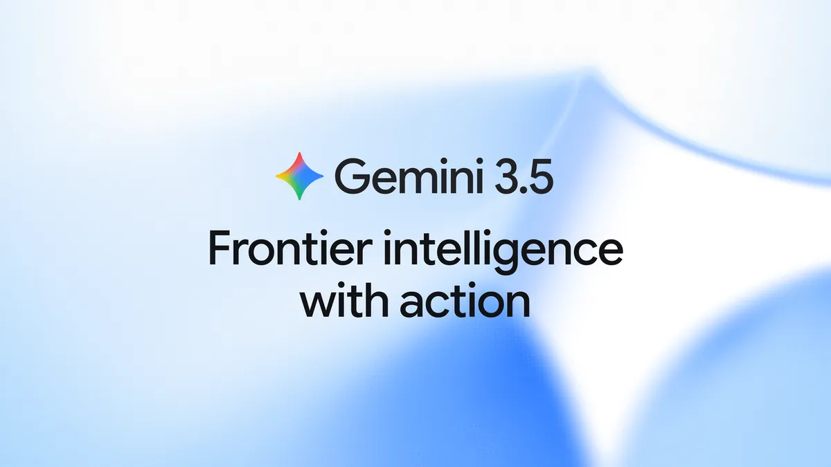 Официальная обложка Gemini 3.5 Flash с подписью Frontier intelligence with action