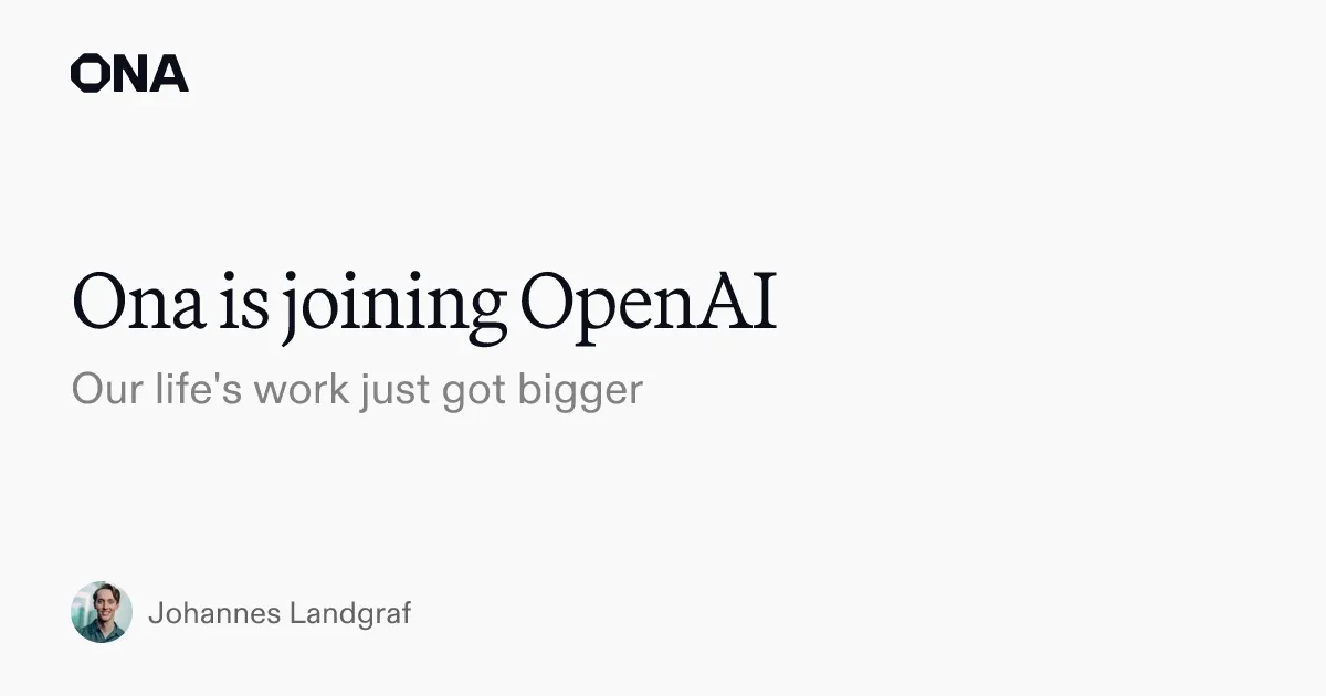 Официальная карточка Ona is joining OpenAI к объявлению о сделке OpenAI и Ona
