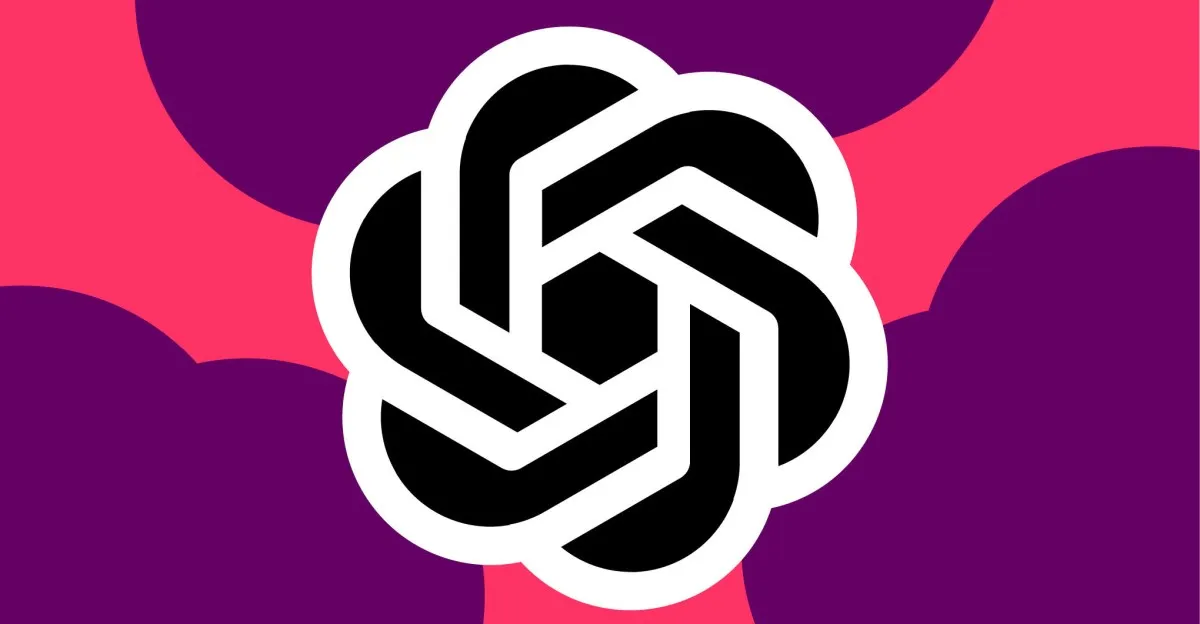 Логотип OpenAI на розово-фиолетовом фоне