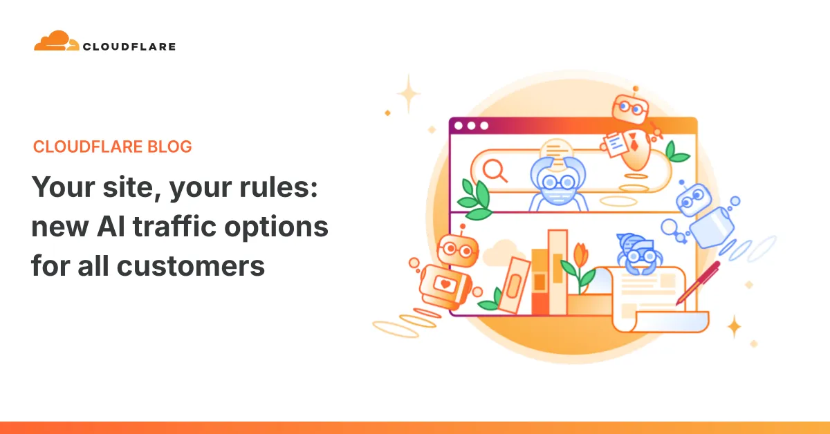 Cloudflare AI crawlers: официальная обложка Cloudflare о новых AI traffic options для владельцев сайтов
