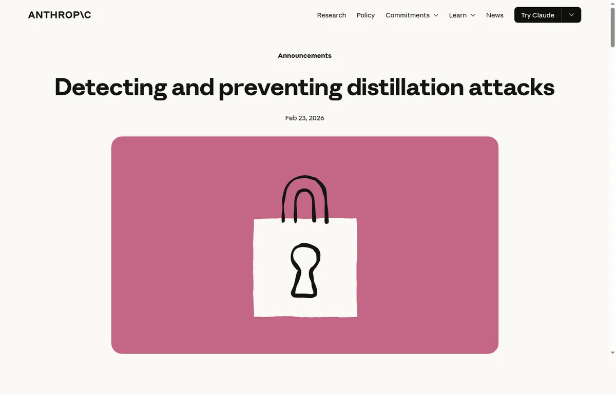 Страница Anthropic о предотвращении distillation attacks и доверии к AI coding agents