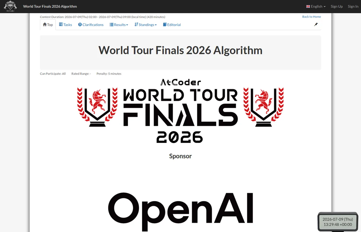 OpenAI на AtCoder World Tour Finals 2026 Algorithm