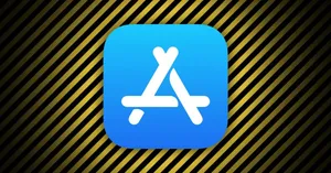 Вайб-кодинг App Store: иконка магазина на фоне предупреждающих полос