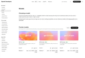 Официальная страница OpenAI Models с линейкой моделей и инструментами API