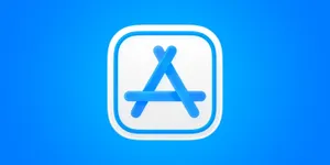 Иконка App Store на синем фоне для статьи про AI coding tools и мобильные приложения