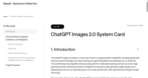 Системная карта OpenAI ChatGPT Images 2.0 в Deployment Safety Hub