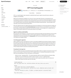 Скриншот страницы OpenAI Developers GPT-5 Prompting Guide
