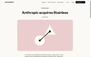 Anthropic купила Stainless: скриншот анонса о SDK-инфраструктуре Claude