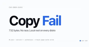 Обложка Copy Fail с указанием CVE-2026-31431 и описанием локального root-доступа в Linux