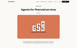 Официальная страница Anthropic Agents for financial services с анонсом AI-агентов для финансовых сервисов