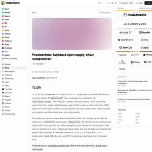 Mini Shai-Hulud: постмортем TanStack о supply-chain атаке через npm