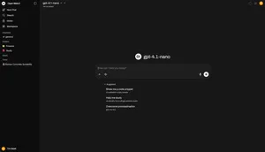 Интерфейс Open WebUI с боковой панелью, списком чатов и окном диалога