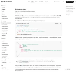 Документация OpenAI Developers со страницей Text generation как иллюстрация системной инструкции в API