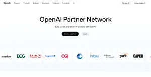Скриншот официальной страницы OpenAI Partner Network с логотипами партнёров