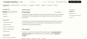 Claude Code скрытая проверка: скриншот официальной страницы Claude Code Docs Overview