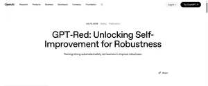 Официальная страница OpenAI с анонсом GPT-Red
