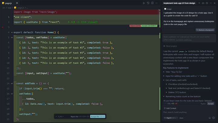 Cursor AI интерфейс