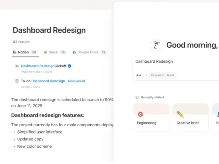 Notion AI интерфейс