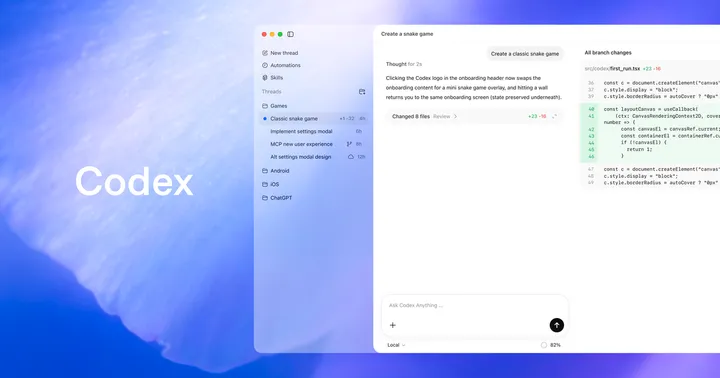 Официальная обложка OpenAI Codex Labs с интерфейсом Codex и фрагментом code review