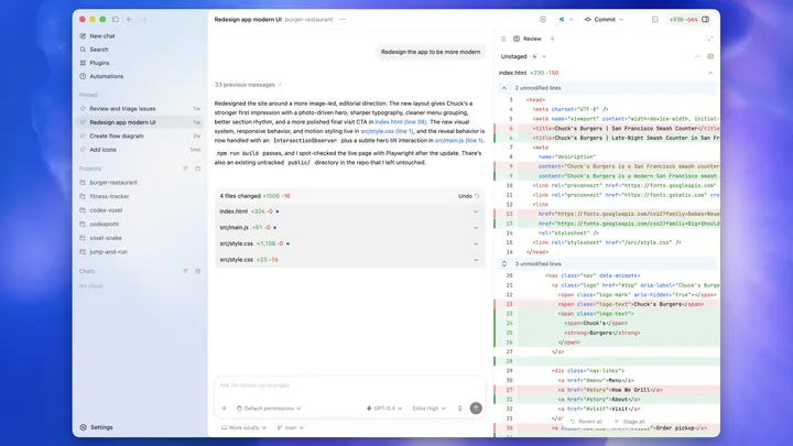 Скриншот интерфейса OpenAI Codex как части экосистемы OpenAI superapp