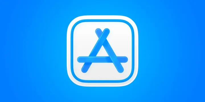 Иконка App Store на синем фоне для статьи про AI coding tools и мобильные приложения