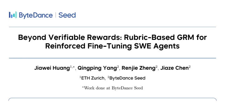 Rubric-Based GRM для SWE agents: титульный блок paper Beyond Verifiable Rewards