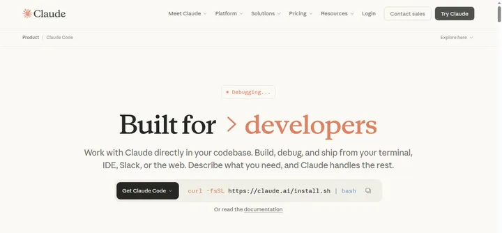 Официальная страница Claude Code для разработчиков