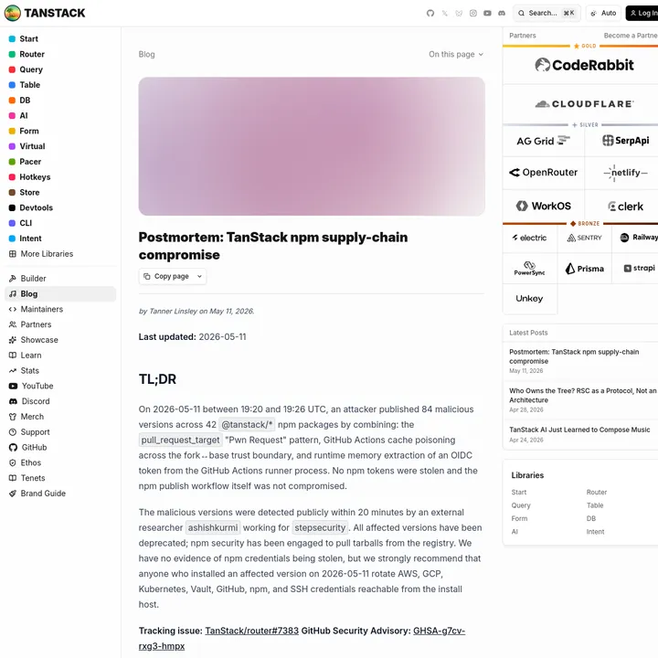 Mini Shai-Hulud: постмортем TanStack о supply-chain атаке через npm