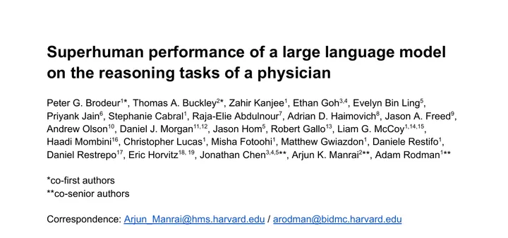 OpenAI o1 в Harvard-исследовании по ER-triage: первая страница статьи Science