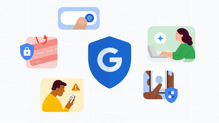 Официальная иллюстрация Google о борьбе с AI-мошенничеством и фишингом