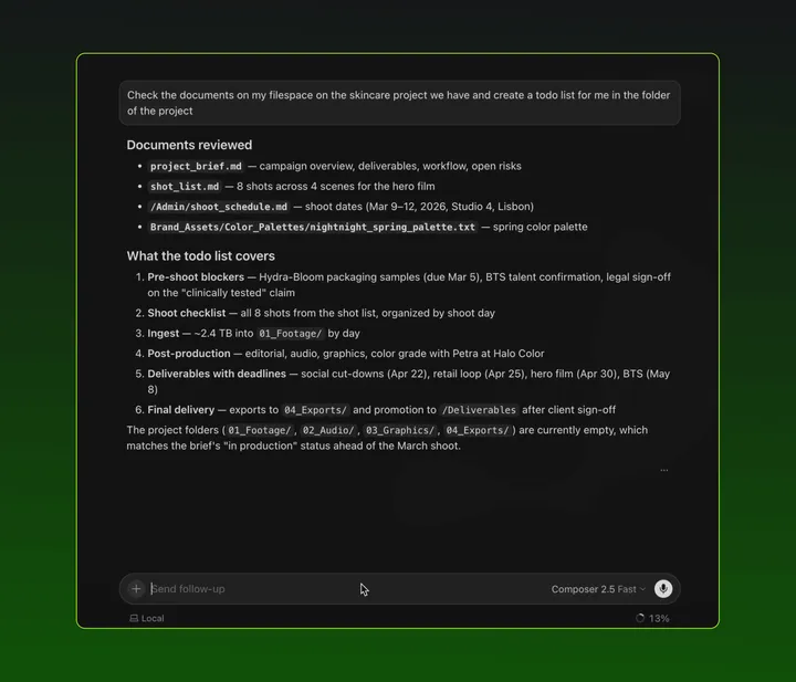 Инфраструктура AI-агентов: LucidLink MCP Server читает файлы и собирает список задач