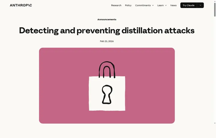 Страница Anthropic о предотвращении distillation attacks и доверии к AI coding agents