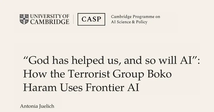 Обложка отчёта CASP про ИИ-чатботы и терроризм: Boko Haram и передовые ИИ-системы
